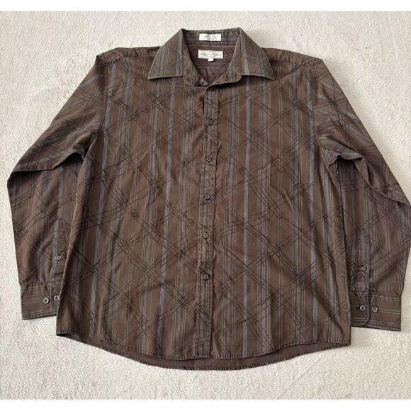 Eighty Eight Men's L Long Sleeve Button Down Brown Designer‎ Shirt MS37 - Picture 1 of 6